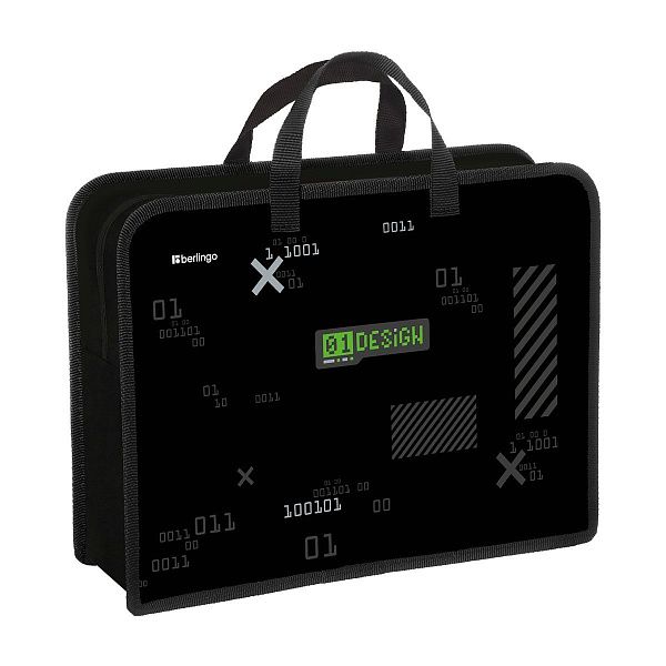 Папка с ручками 1 отделение, А4 Berlingo "01 Design", 340*245*100мм, пластик, на молнии