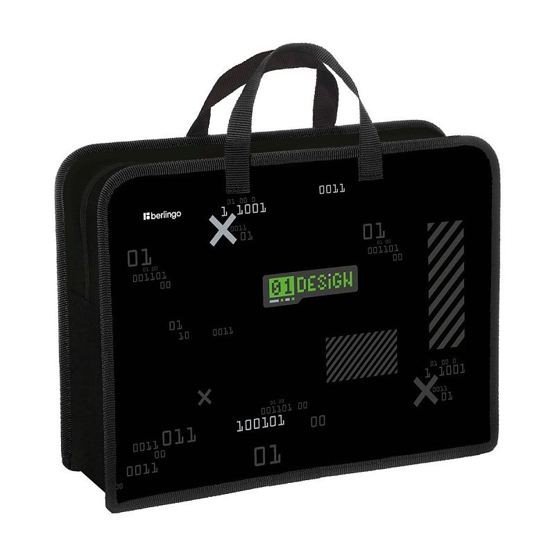 Папка с ручками 1 отделение, А4 Berlingo "01 Design", 340*245*100мм, пластик, на молнии