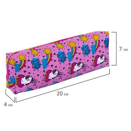 Пенал-косметичка ПИФАГОР, мягкий, "UNICORN", прямоугольный, 20х7х4 см, 229265 