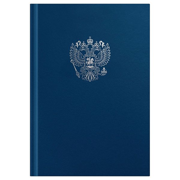 Книга учета OfficeSpace, А4, 96л., клетка, 200*290мм, бумвинил, цвет синий, блок офсетный с гербом