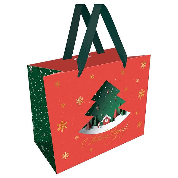 Пакет подарочный 23*18*10см MESHU "Christmas magic", фольга, матовая ламинация