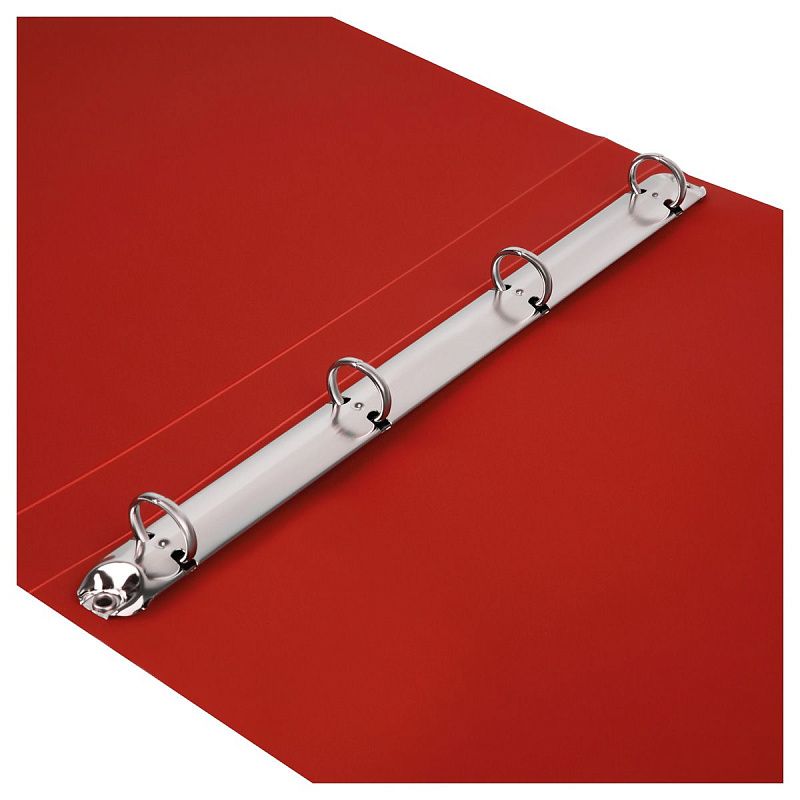 Папка на 4 кольцах СТАММ А4, 25мм, 500мкм, пластик, красная 