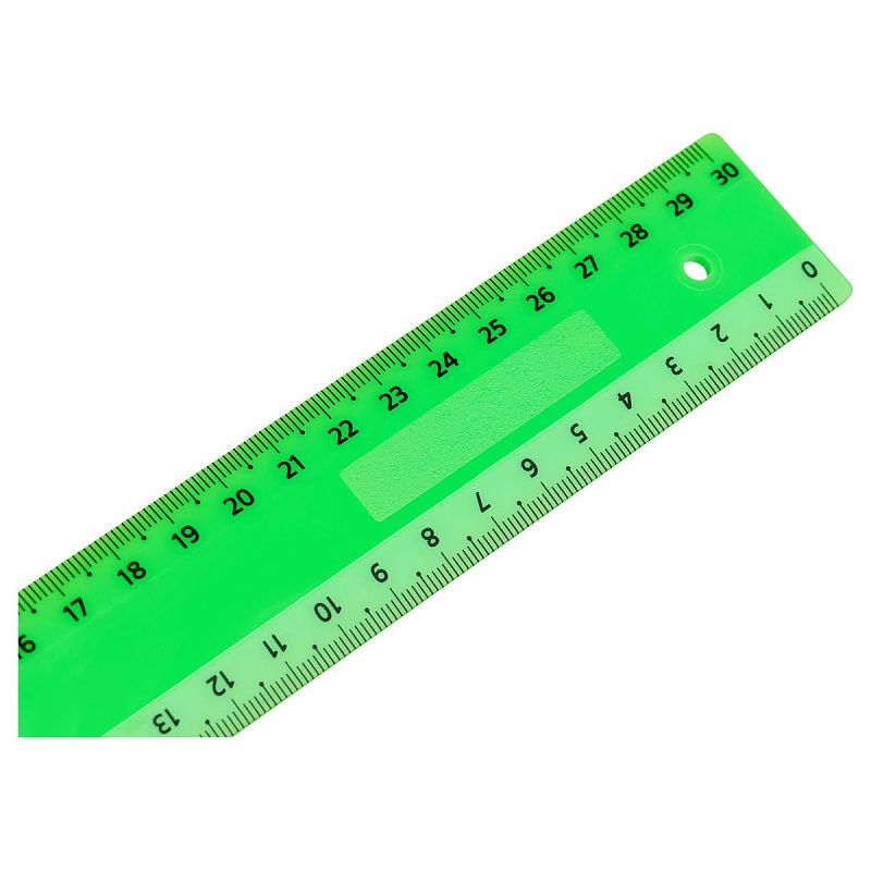 Линейка 30см СТАММ, пластиковая, 2 шкалы, непрозрачная, неоновые цвета, ассорти, европодвес 