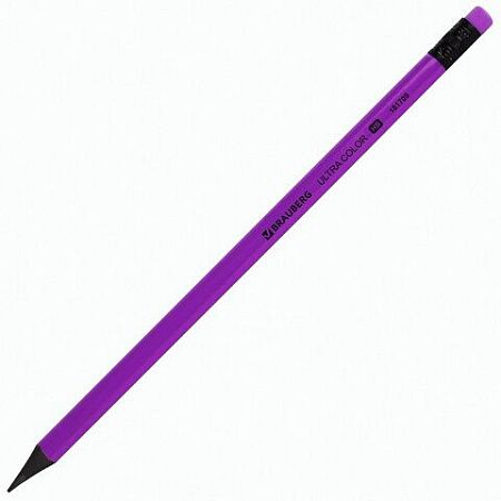Набор карандашей чернографитных BRAUBERG "ULTRA COLOR" 4 шт., HB, с ластиком, пластиковые, 181709 