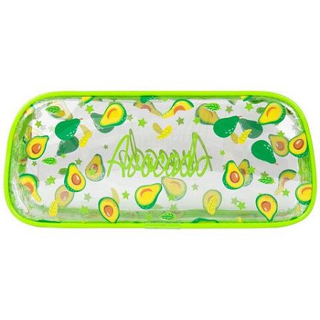 Пенал-косметичка BRAUBERG LUCENT на молнии, прозрачный, "Avocado", 21х5х9 см, 270054 
