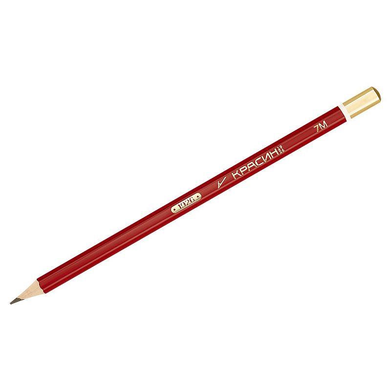 Карандаш ч/г Красин "1926" 7М (7В), шестигранный, заточен.