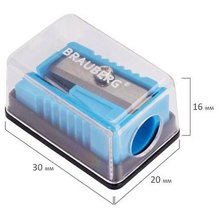 Точилка BRAUBERG "Assistant Mini", с контейнером, пластиковая, корпус ассорти, 228458 