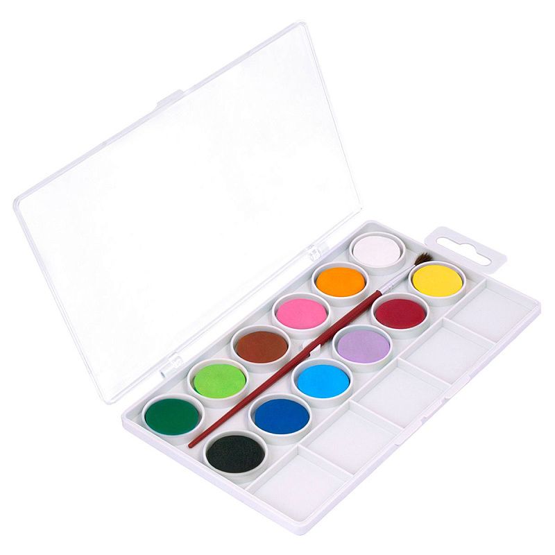 Акварель JOVI, 12 цветов, малые кюветы, с кистью, с палитрой, пластик, европодвес