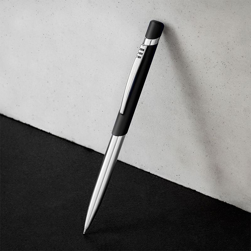 Ручка шариковая Luxor "Gemini" синяя, 0,7 мм, корпус черный/хром, кнопочный механизм, футляр 