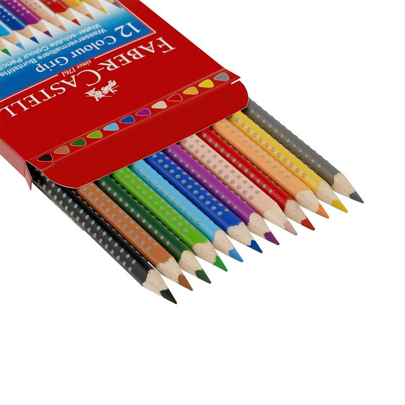 Карандаши цветные Faber-Castell "Grip", 12цв., трехгран., заточен., картон, европодвес