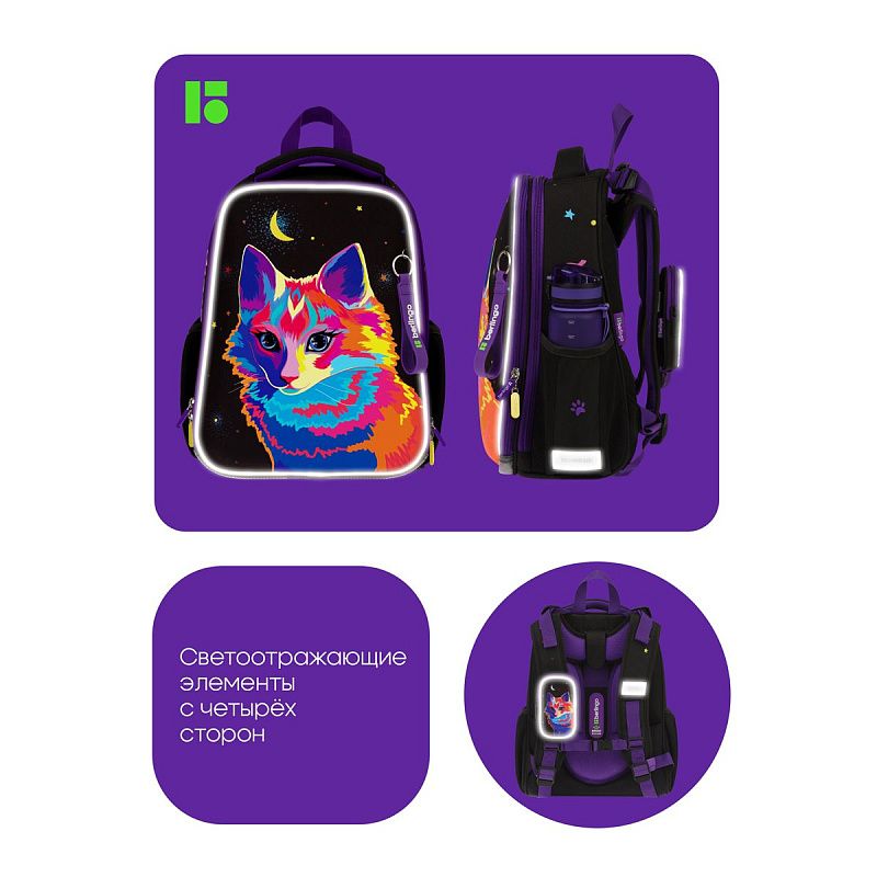 Ранец Berlingo Expert "Astro Cat" 37*28*16см, 2 отделения, 2 кармана, анатомическая спинка 