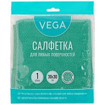 Салфетка для уборки Vega, микрофибра, 30*30см, 1шт., европодвес