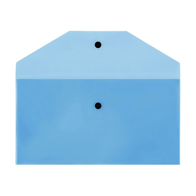 Папка-конверт на кнопке СТАММ С6+, 150мкм, пластик, прозрачная, синяя 