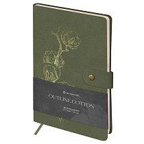 Записная книжка А5 80л., ЛАЙТ, кожзам, Greenwich Line "Outline. Cotton", с замком, тиснение фольгой, внутренний карман, блок в точку