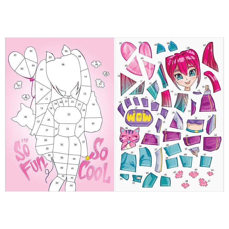 Аппликация наклейками ТРИ СОВЫ "Аниме", А4, 1 основа, объемные наклейки, картонный конверт