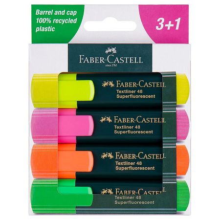 Набор текстовыделителей Faber-Castell "48" 04цв., 1-5мм, картон. уп.