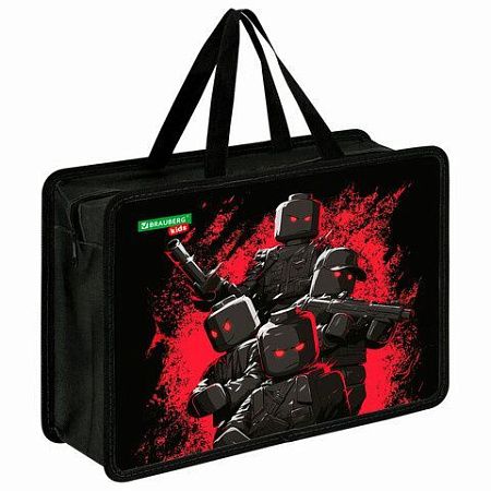 Папка на молнии с ручками BRAUBERG KIDS А4, 1 отделение, пластик, 100 мм, "Terrible fighters", 273377