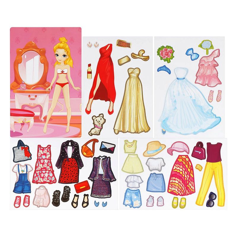 Игра развивающая на магнитах ТРИ СОВЫ "Одень куклу. Маша и Даша", 47 эл. 