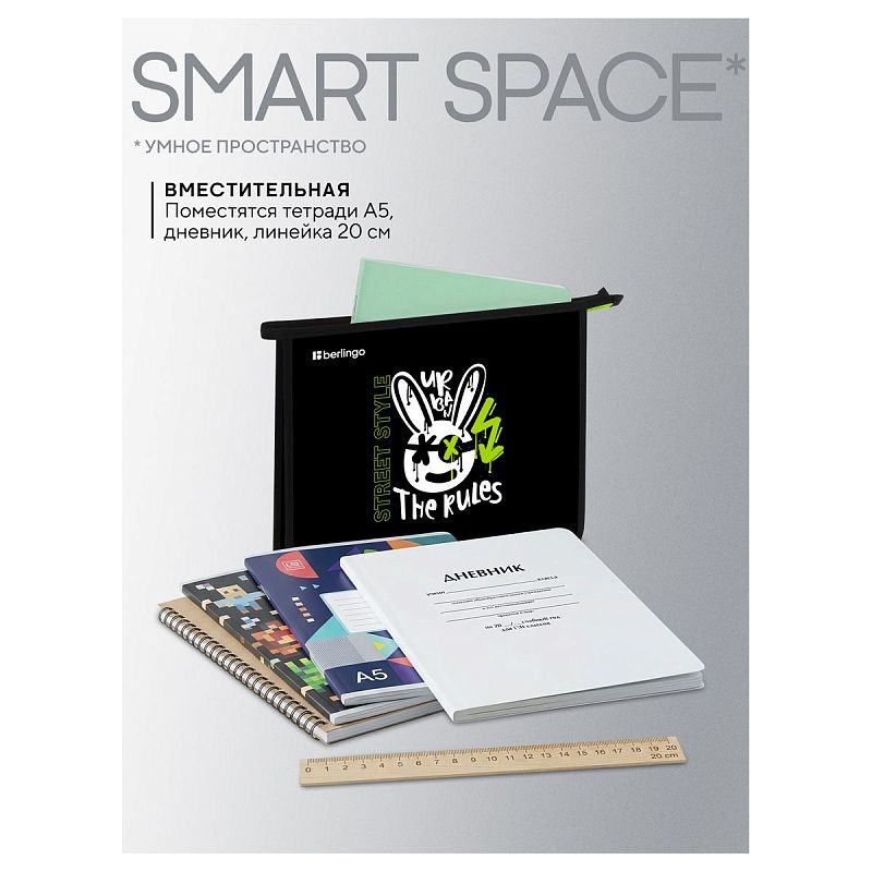 Папка для тетрадей 1 отделение, А5 Berlingo "Street Style", 240*205*40мм, пластик, на молнии 