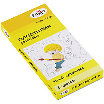 Пластилин Гамма "Юный художник" NEW, 06 цветов, 84г, со стеком, картон. упаковка