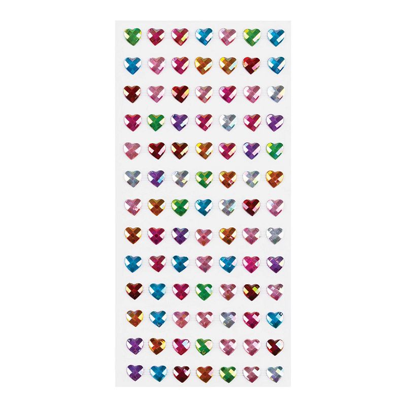Наклейки акриловые MESHU "Small hearts", 25*10см, стразы, 91 наклейка, инд. уп., европодвес