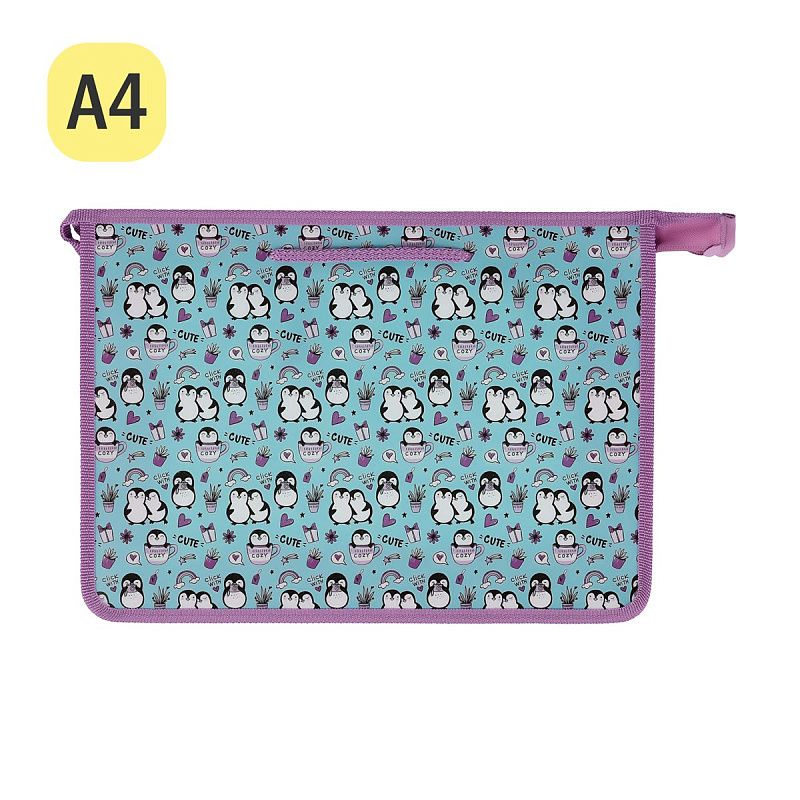 Папка с ручками А4 ArtSpace "Cute&Cozy", пластик, на молнии, 75мм 