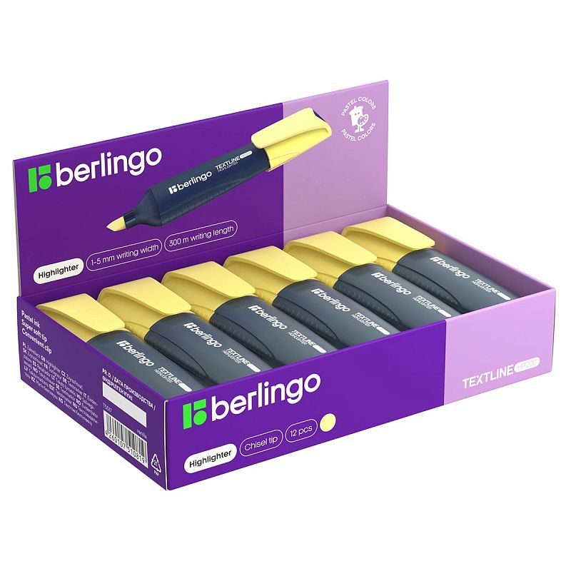 Текстовыделитель Berlingo "Textline HP200" пастельный цвет, ваниль, 1-5мм 