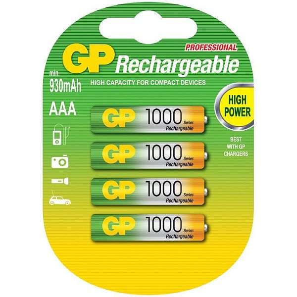 Аккумулятор GP AAA (HR03) 1000mAh 4BL
