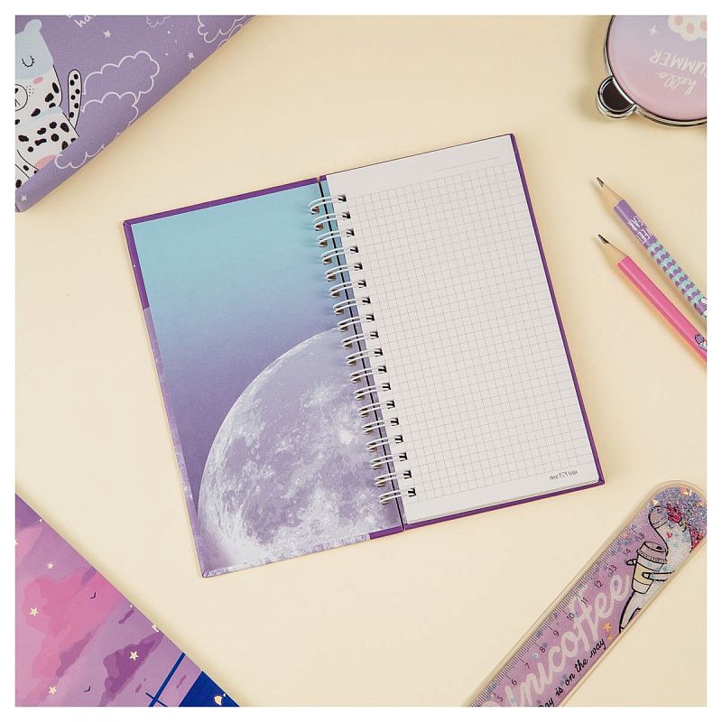 Записная книжка 95*175 мм 96л. на гребне MESHU "Moon light", матовая ламинация, твердая обложка, выборочный УФ-лак