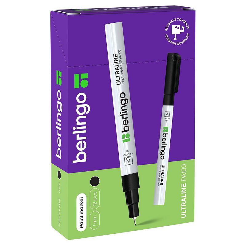 Маркер-краска Berlingo "Uniline PA100" черная, 1мм, нитро-основа 