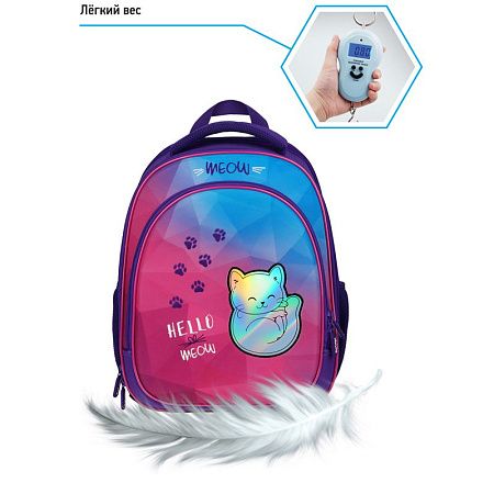Ранец Berlingo Expert Light облегченный "Hello meow" 38*28*15см, 3 отделения, 2 кармана, анатомическая спинка 