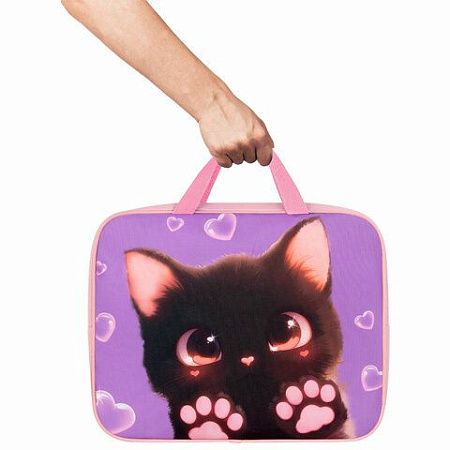 Папка на молнии с ручками BRAUBERG А4, 1 отделение, полиэстер, 80 мм, Paw prints, 273300 