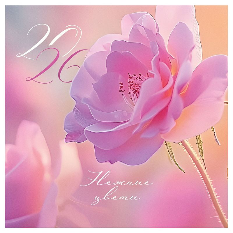 Календарь настенный перекидной на скрепке, 230*230 мм 12л. BG "Цветы", 2026г.