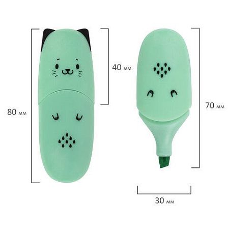 Текстовыделитель мини BRAUBERG KIDS "CUTE CATS PASTEL", АССОРТИ В ПЛАСТИКОВОЙ БАНКЕ, линия 1-5 мм, 152434. 