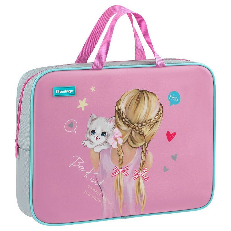 Папка текстильная с ручками 1 отделение, А4 Berlingo "Be Kind!", 350*265*80мм, текстиль, на молнии