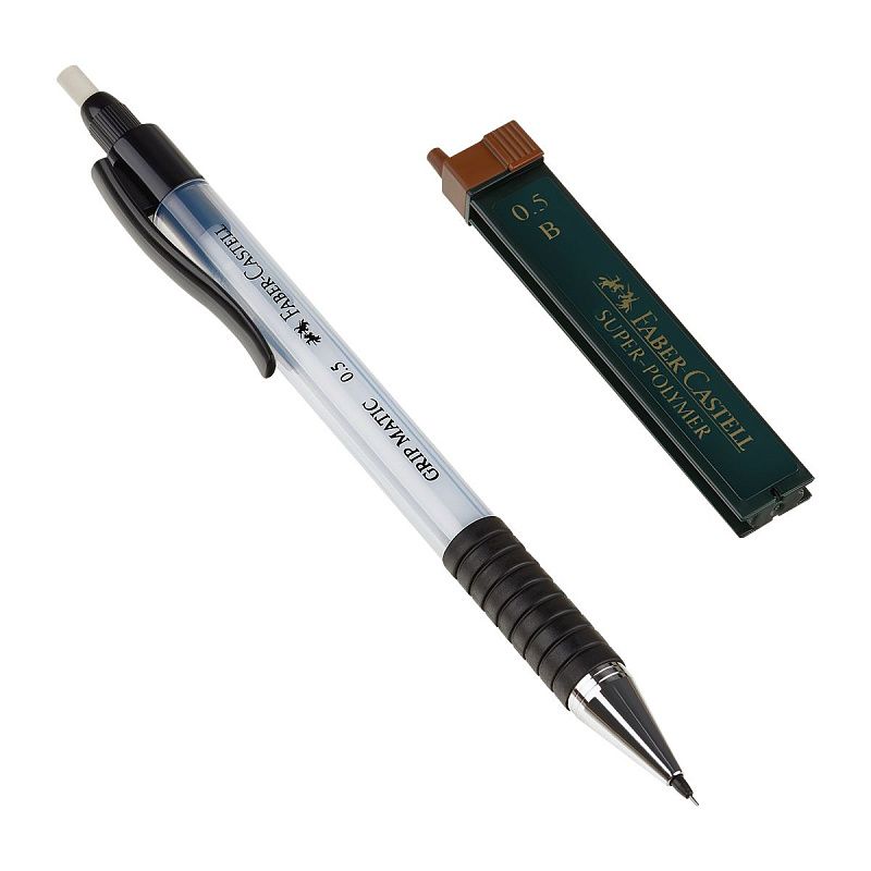 Карандаш механический Faber-Castell "Grip Matic"+грифели, 0,5мм, небесный, блистер 