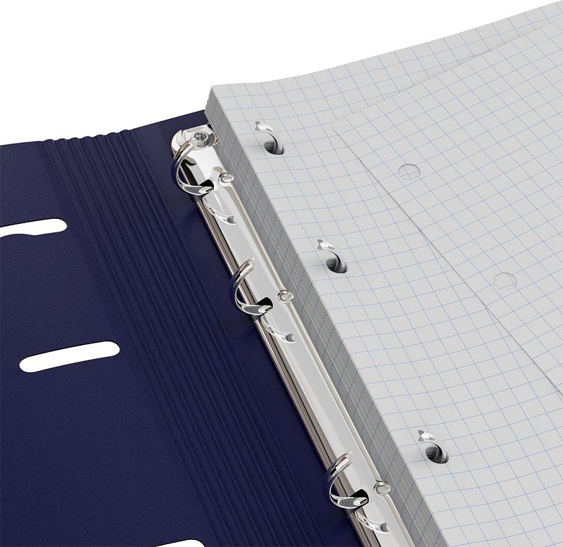 Тетрадь на кольцах А5, 120л., BG "Base", пластиковая обложка, синий, с резинкой