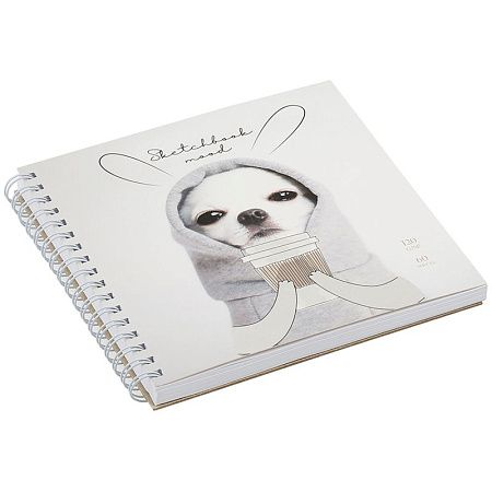 Скетчбук 60л., 150*150 MESHU "Puppy", на гребне, выб. лак, soft-touch, 120г/м2