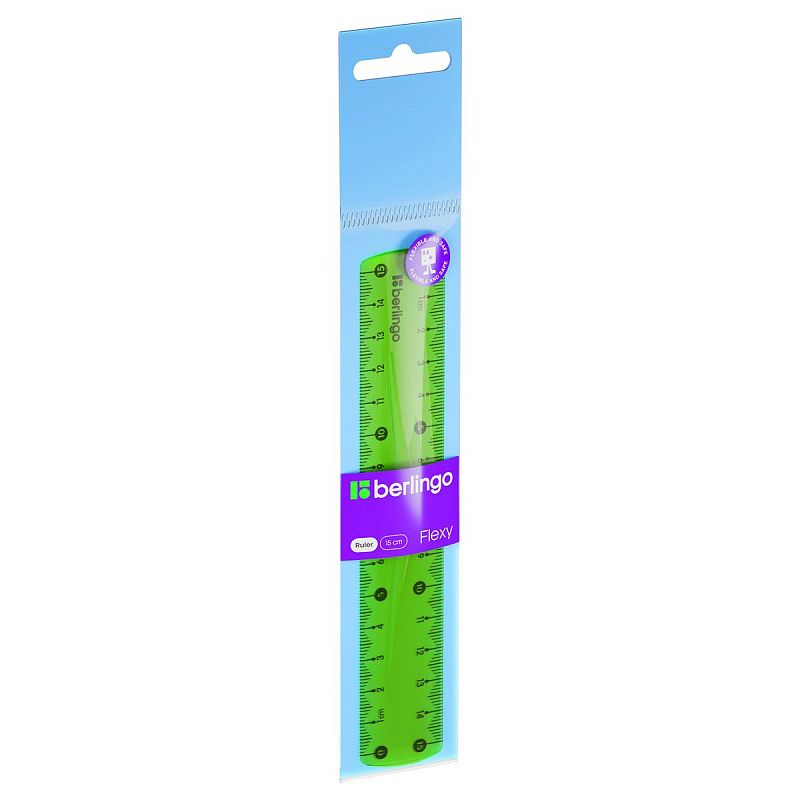 Линейка 15см Berlingo "Flexy", пластиковая, гибкая, ассорти, европодвес 