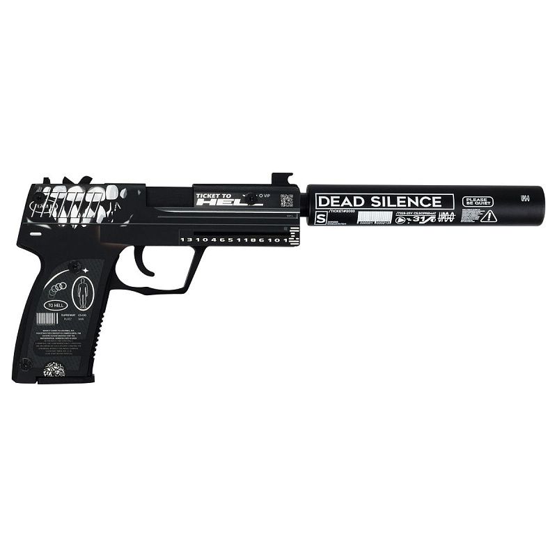 Пистолет деревянный ТРИ СОВЫ USP-S, серия легендарный, "Билет в темноту", подложка ХДФ с европодвесом, термоусадка 