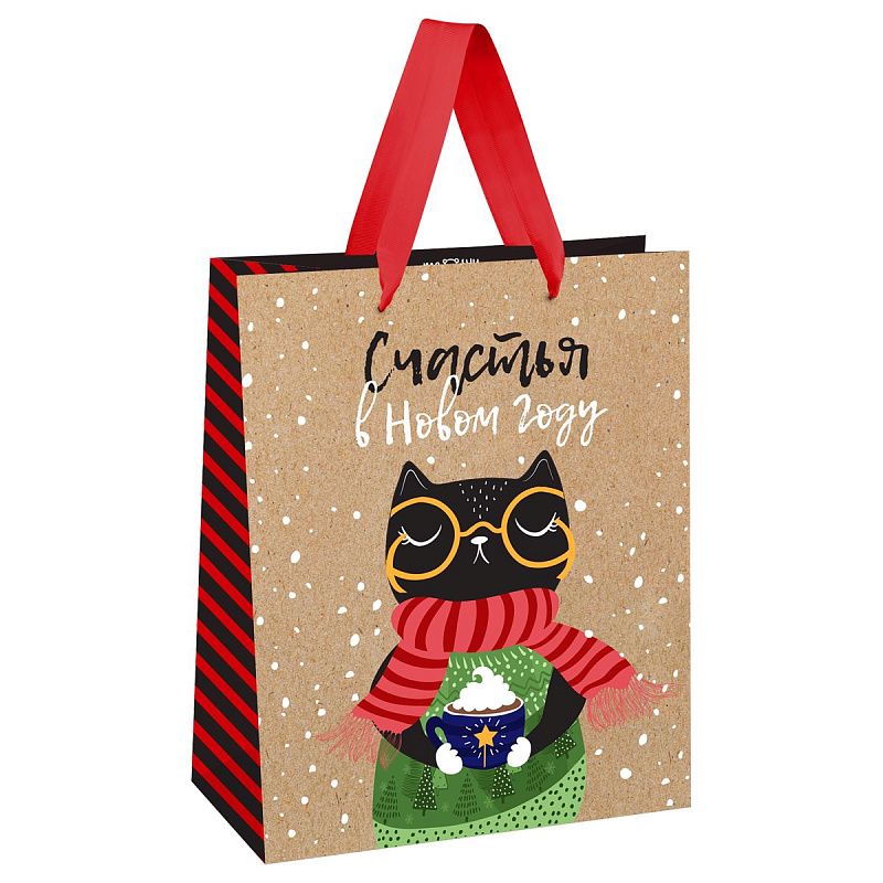 Пакет подарочный 18*23*10см MESHU "Cat's congrats ", крафт