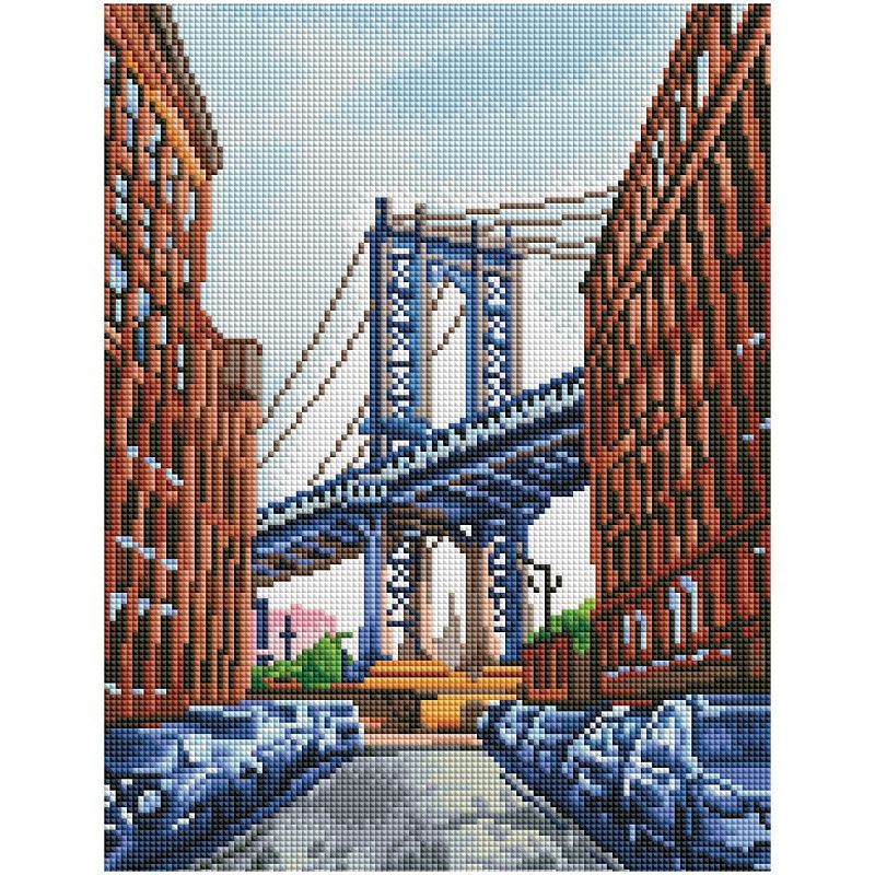 Алмазная мозаика ТРИ СОВЫ "Вид на мост", 30*40см, холст на деревянном подрамнике, картонная коробка с пластиковой ручкой