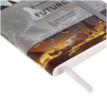 Записная книжка А6 80л. ЛАЙТ, кожзам, Greenwich Line "Touch the dragon", с резинкой, тиснение фольгой, блок в клетку