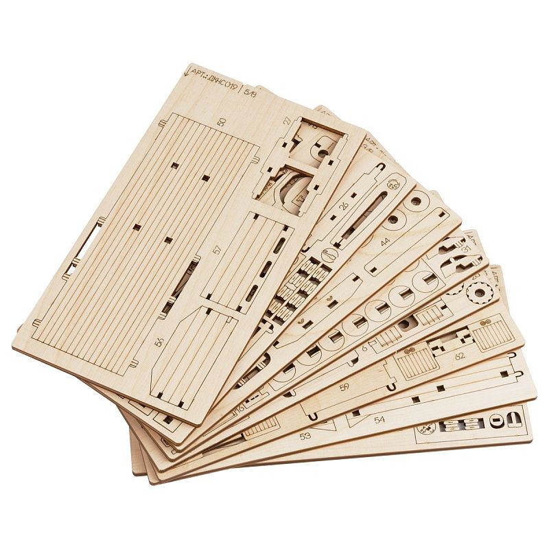 Конструктор деревянный ТРИ СОВЫ "Тягач с прицепом", 25*5,8*6,7м, 190 деталей, картонная коробка 