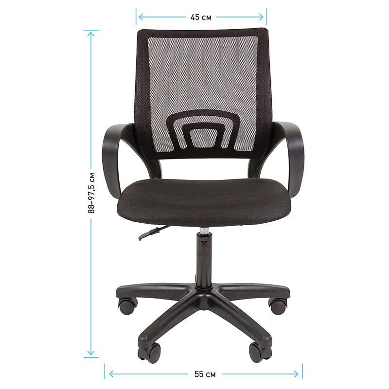 Кресло оператора Helmi HL-M96 R "Airy", спинка сетка черная/сиденье ткань черная, пиастра