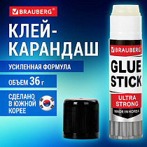 Клей-карандаш 36 г, BRAUBERG ULTRA STRONG, УСИЛЕННАЯ ФОРМУЛА, ЮЖНАЯ КОРЕЯ, 1 штука в пакете, 881034