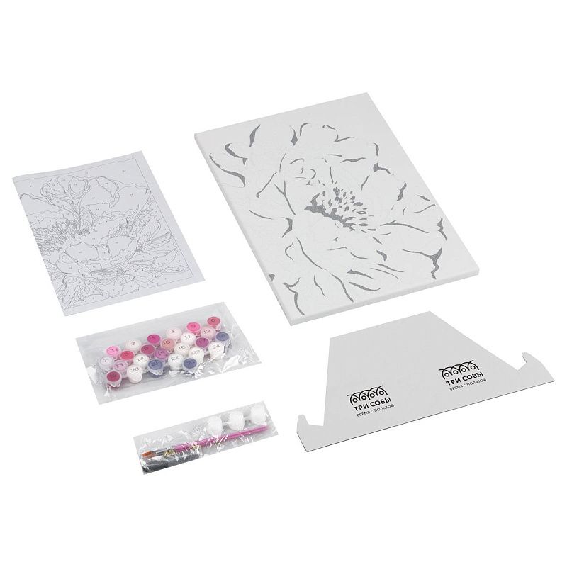 Картина по номерам на холсте с глиттером ТРИ СОВЫ "Серебро на цветке", 30*40, с акриловыми красками и кистями