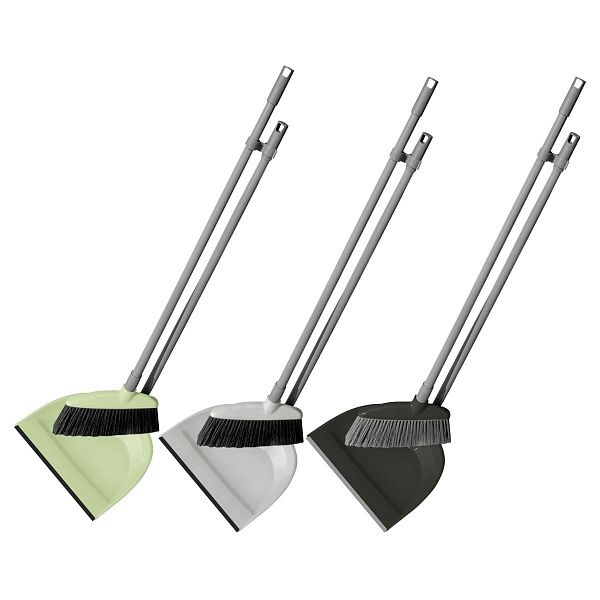 Комплект для уборки пола York "Лень" (щетка+совок), пластик, резиновый край, 92*24*22 см