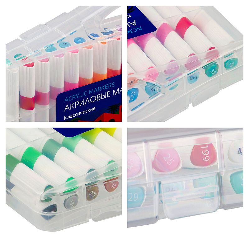 Маркеры акриловые Гамма "Классические", 36 цв., трехгран., пластик.бокс