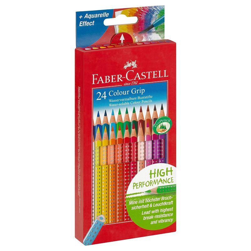 Карандаши цветные Faber-Castell "Grip", 24цв., трехгран., заточен., картон, европодвес